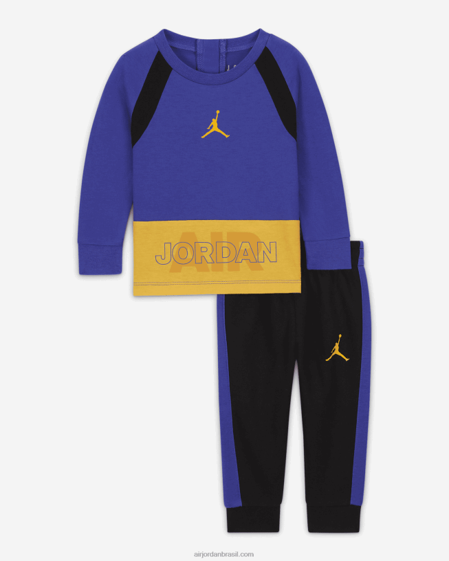 Crianças Conjunto De Tripulação Raglan Baseline Da Jordan 42484e1502 Preto Air Jordan