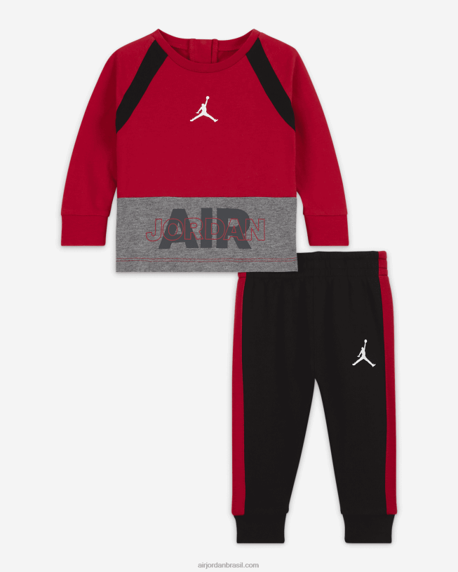 Crianças Conjunto De Tripulação Raglan Baseline Da Jordan 42484e1503 Preto/vermelho Academia Air Jordan