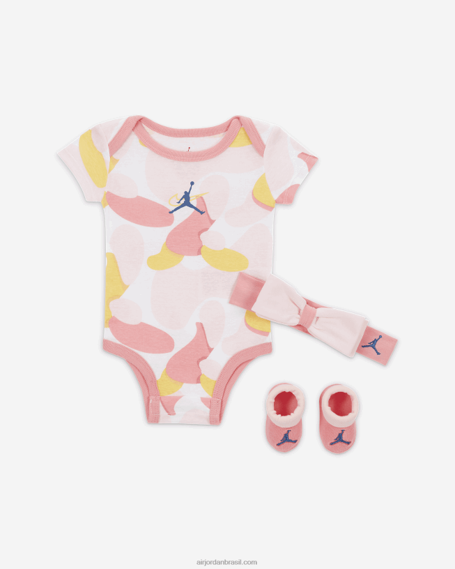 Conjunto Infantil De Body Box Com 3 Peças Jordan Fora Das Linhas 42484e1676 Giz Coral Air Jordan