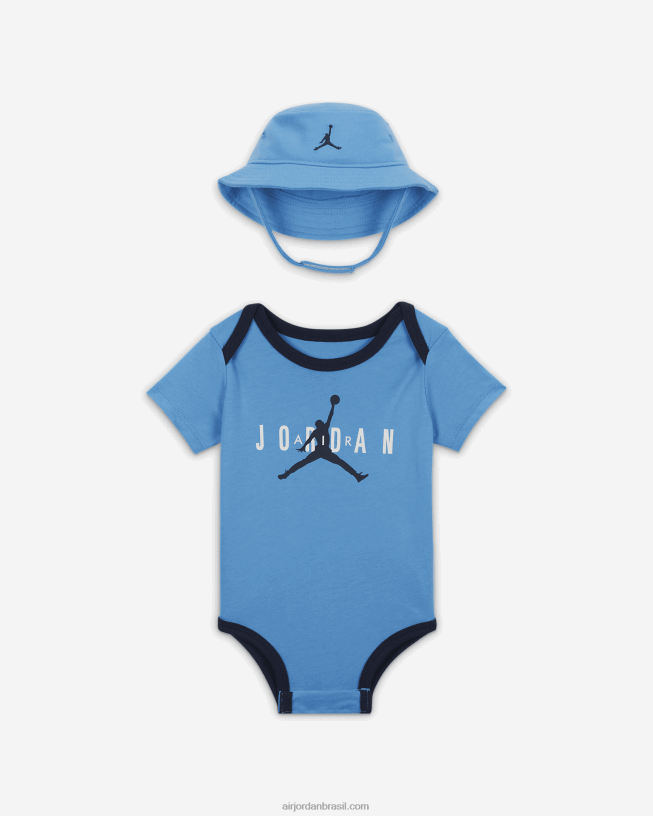 Conjunto Infantil De Body E Chapéu Bucket Jordan Jumpman 42484e474 Universidade Azul Air Jordan