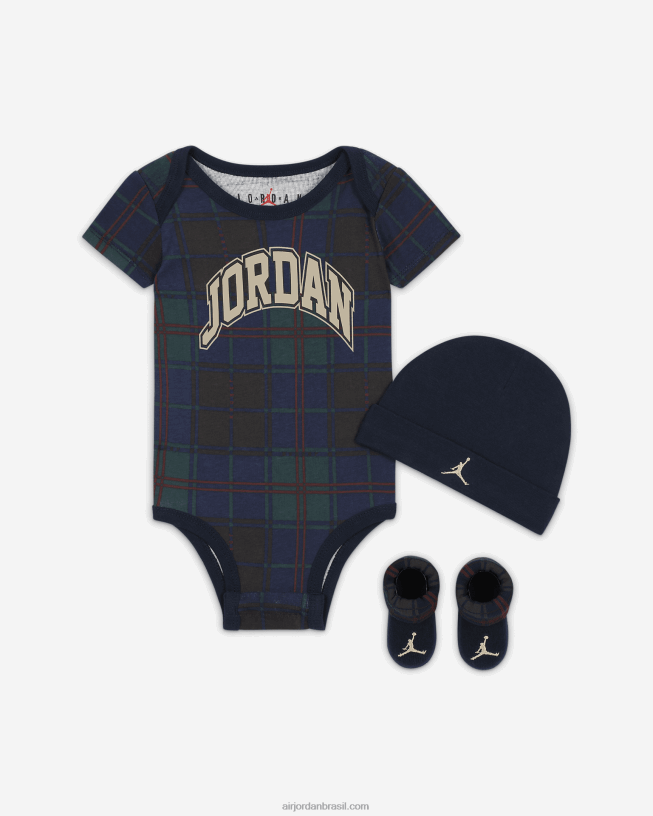 Conjunto Infantil De Body Xadrez Jordan, Chapéu E Sapatinhos 42484e1746 Obsidiana Air Jordan