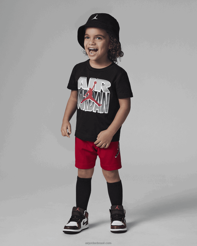 Conjunto Infantil De Shorts De Malha Estática Jordan Jumpman 42484e302 Ginásio Vermelho Air Jordan