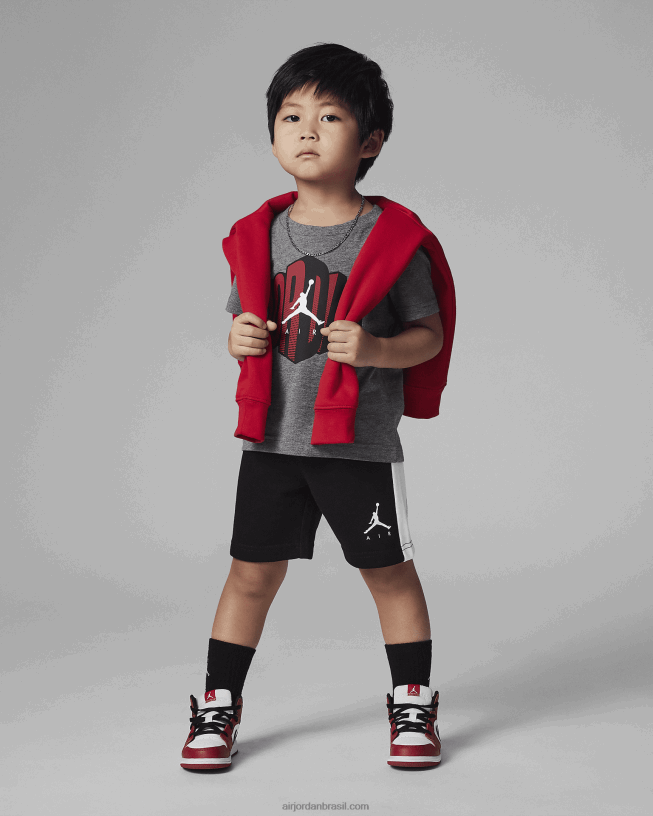 Conjunto Infantil De Shorts Jordan Jumpman Air Block 42484e776 Preto Air Jordan