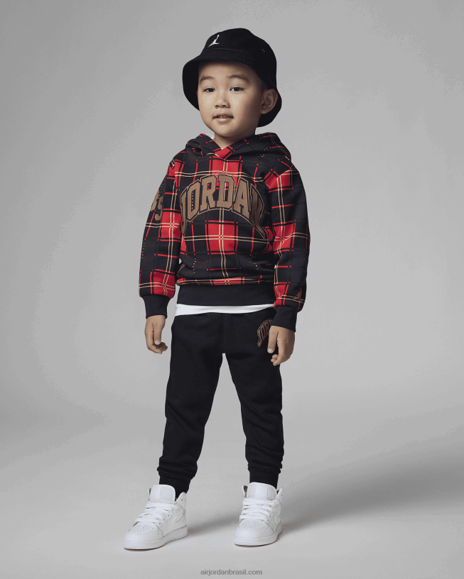 Moletom Infantil Com Capuz Xadrez Brooklyn E Conjunto Jogger 42484e1086 Preto Air Jordan