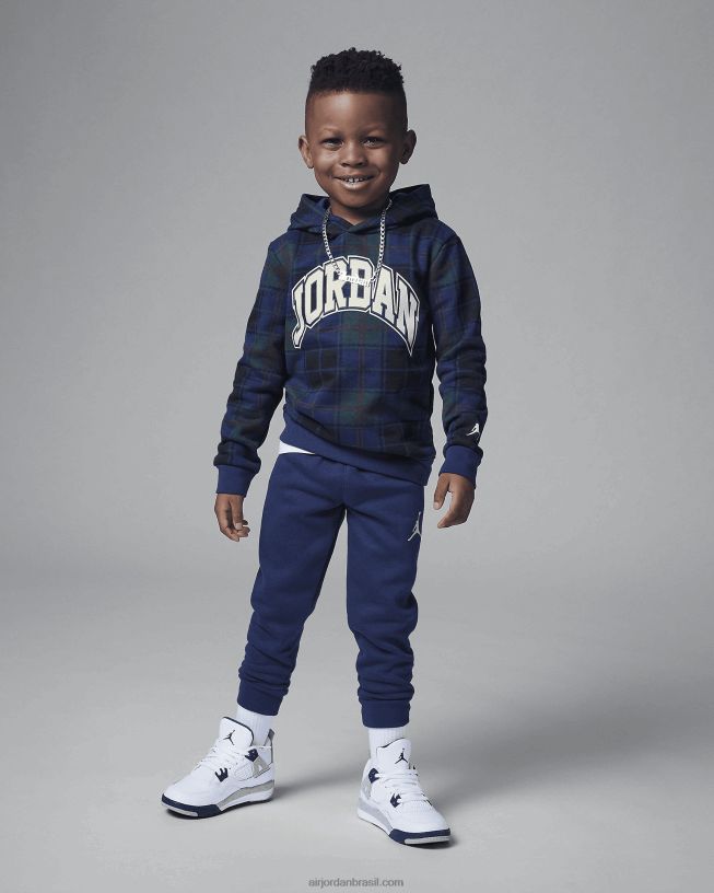 Moletom Infantil Com Capuz Xadrez Brooklyn E Conjunto Jogger 42484e1087 Obsidiana Air Jordan