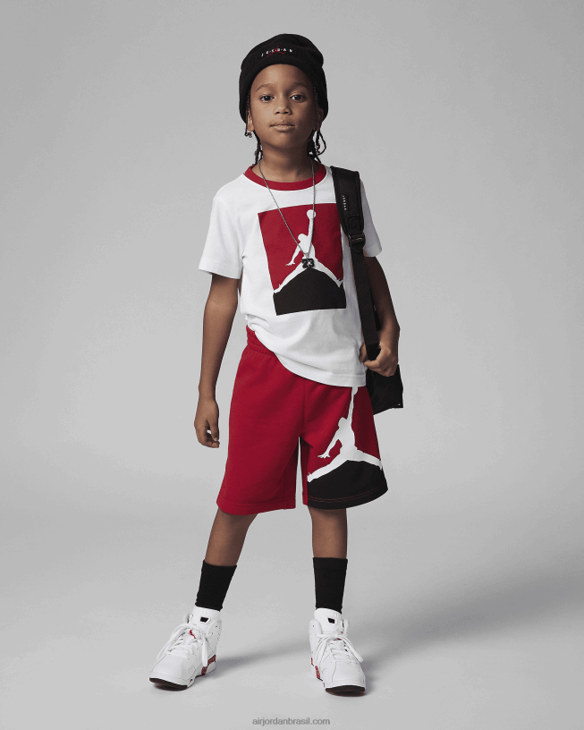 Conjunto Infantil De Short Terry Francês Jordan Jumpman 42484e468 Ginásio Vermelho Air Jordan