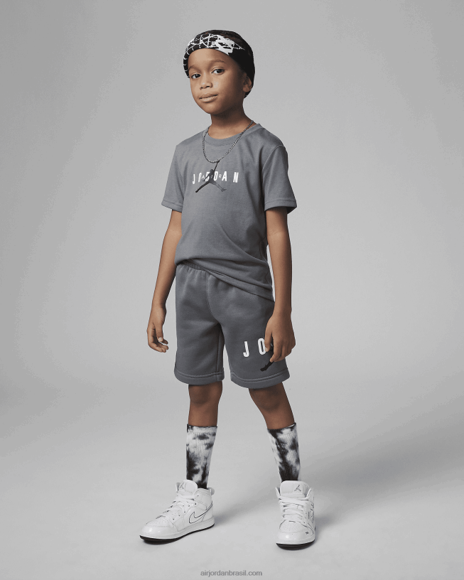 Conjunto Infantil De Shorts Esportivos Da Jordan 42484e421 Cinza Fumaça Air Jordan