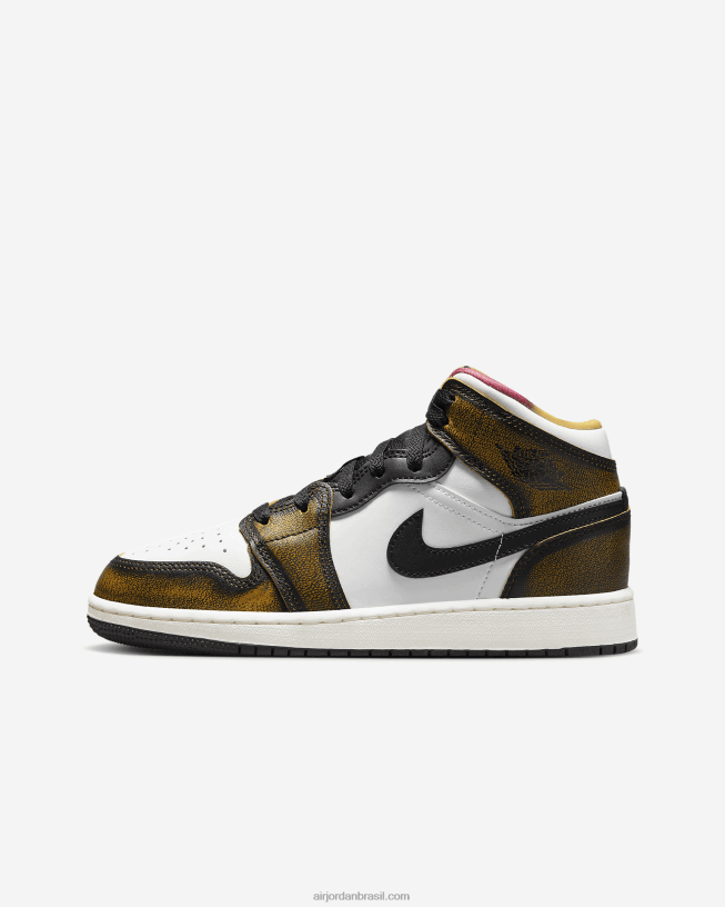 Crianças Air Jordan 1 Mid Se 42484e1300 Preto/branco/vela/táxi Air Jordan