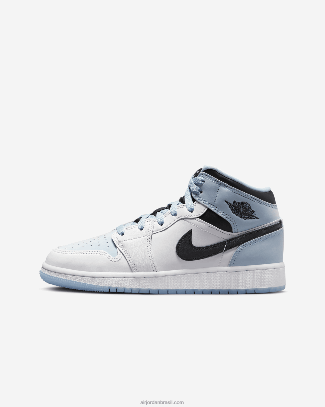 Crianças Air Jordan 1 Mid Se 42484e182 Branco/preto/azul Gelo Air Jordan