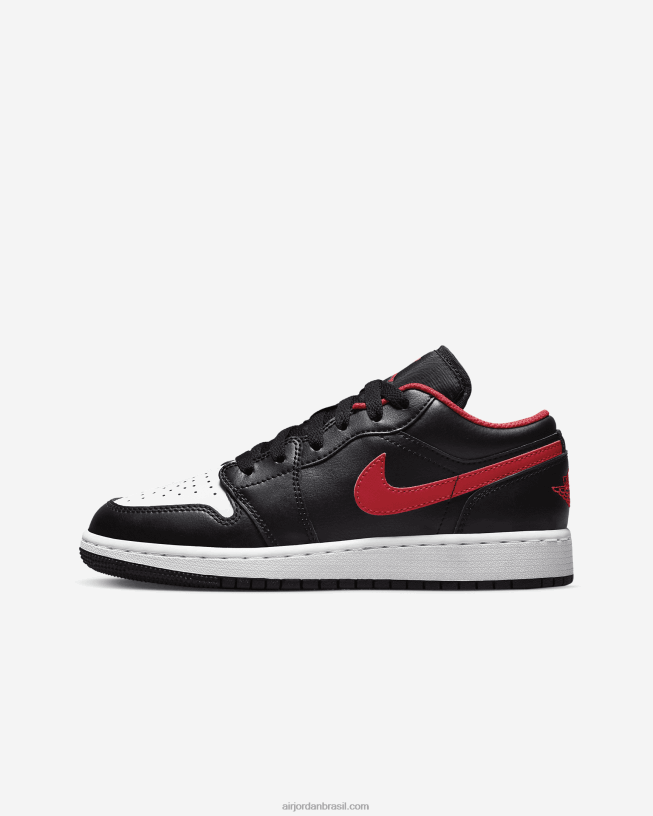 Crianças Air Jordan 1 Baixo 42484e746 Preto/branco/vermelho Fogo Air Jordan