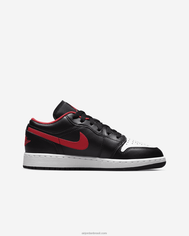 Crianças Air Jordan 1 Baixo 42484e746 Preto/branco/vermelho Fogo Air Jordan