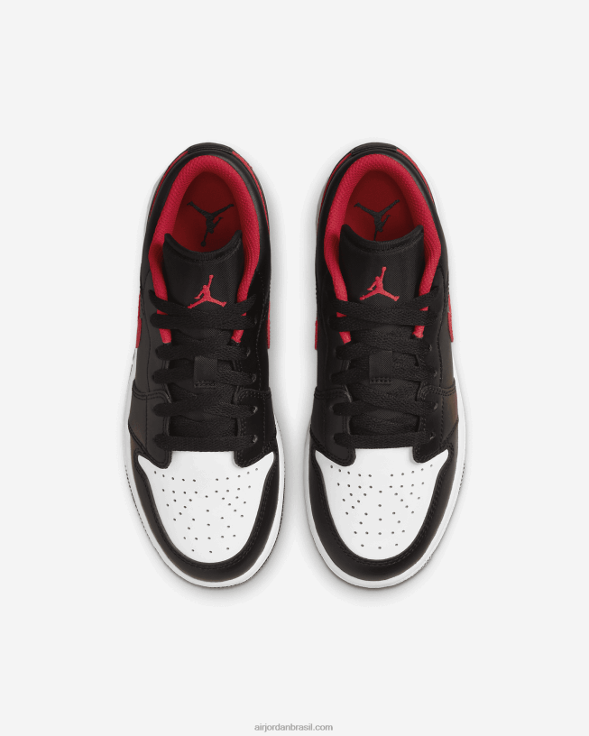 Crianças Air Jordan 1 Baixo 42484e746 Preto/branco/vermelho Fogo Air Jordan