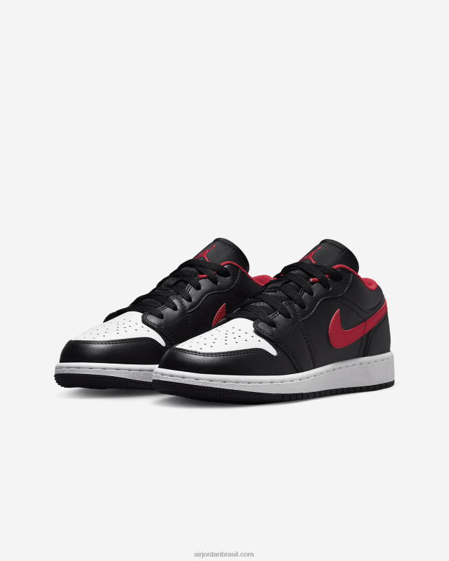 Crianças Air Jordan 1 Baixo 42484e746 Preto/branco/vermelho Fogo Air Jordan