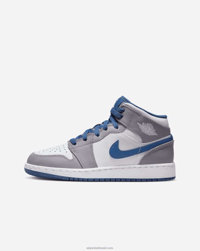 Crianças Air Jordan 1 Miados 42484e265 Cimento Cinza/verdadeiro Azul/branco Air Jordan