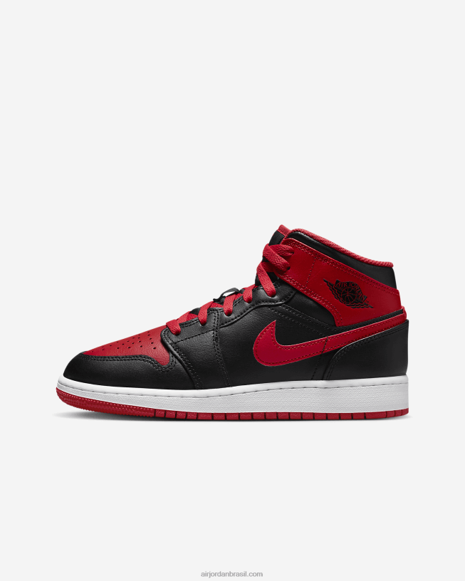 Crianças Air Jordan 1 Miados 42484e266 Preto/branco/vermelho Fogo Air Jordan