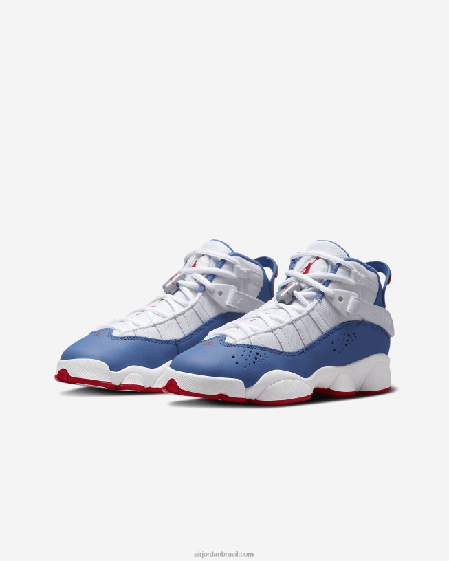 Crianças Jordan 6 Anel 42484e470 Branco/vermelho Universitário/cinza Aço Claro/azul Verdadeiro Air Jordan