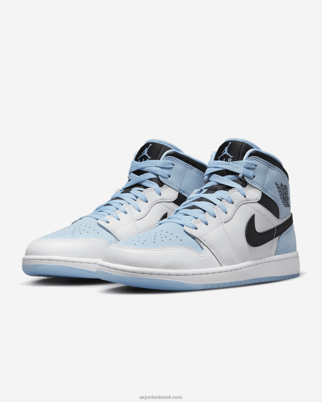 Homem Air Jordan 1 Mid Se 42484e186 Branco/preto/azul Gelo Air Jordan