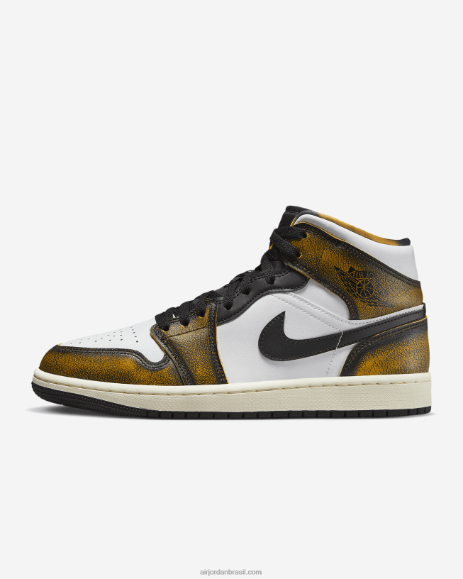 Homens Air Jordan 1 Mid Se 42484e187 Preto/branco/vela/táxi Air Jordan