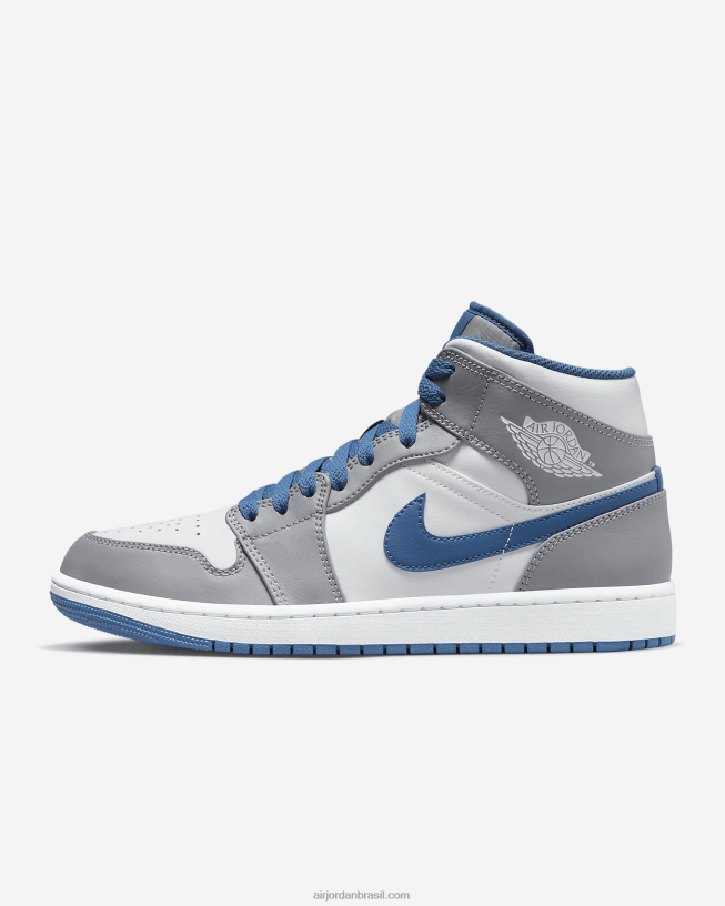 Homens Air Jordan 1 Miados 424843 Cimento Cinza/verdadeiro Azul/branco Air Jordan