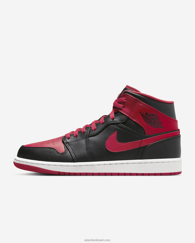 Homens Air Jordan 1 Miados 424844 Preto/branco/vermelho Fogo Air Jordan