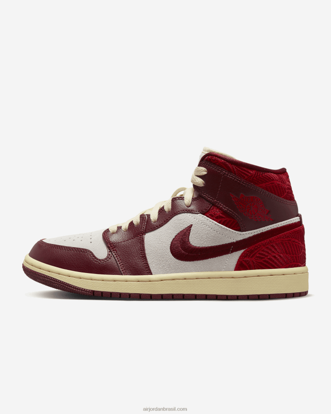 Mulheres Air Jordan 1 Mid Se 42484e218 Vermelho Equipe/vela/musselina/vermelho Universitário Air Jordan