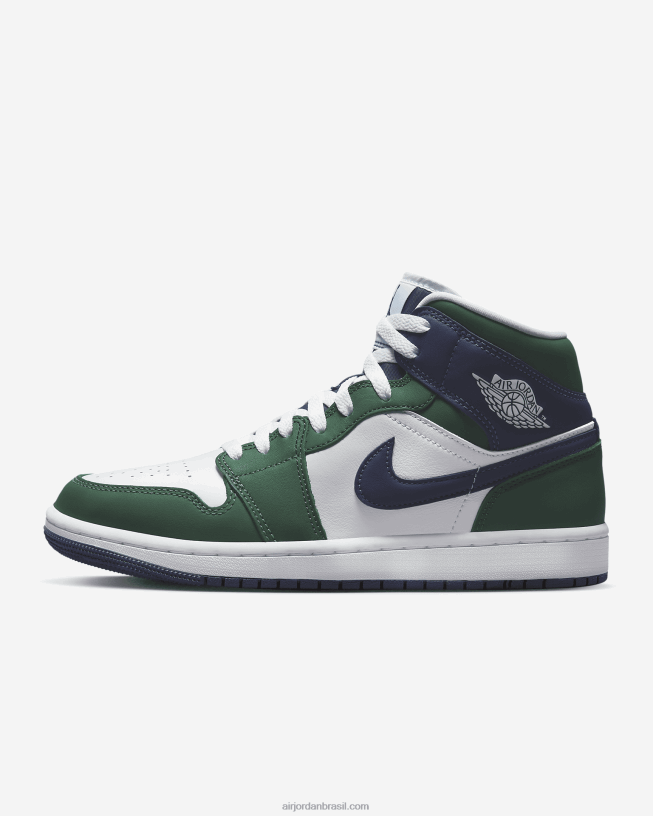 Mulheres Air Jordan 1 Mid Se 42484e220 Nobre Verde/branco/marinho Meia-noite Air Jordan