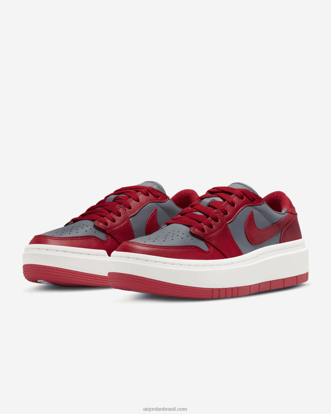 Mulheres Air Jordan 1 Elevar Baixo 42484e86 Cinza Escuro/vela/vermelho Universitário Air Jordan